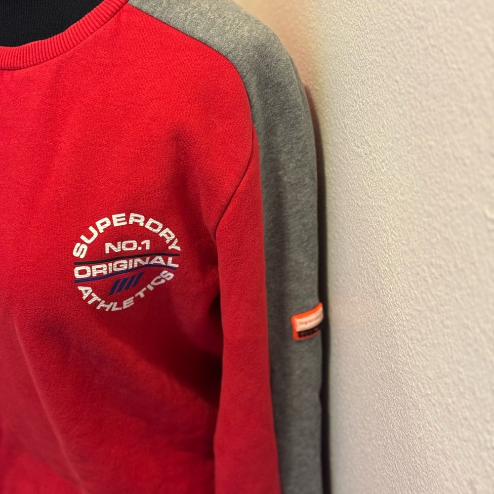 2 FOR $20 Superdry Men's Crewneck Stadium Sweatshirt Pull Over Red Gray M $75 - Picture 3 of 11